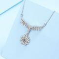wholesale PT950 Platinum Plated S925 Silver Sunflower Pendant Necklace with Moissanite Simulated Diamond for Women-0-2