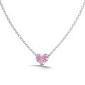 wholesale S925 Sterling Silver Nordic Hit Women's Exquisite Heart Square Sugar Ice-Cut Pink Diamond Embedded 8A Zircon Collarbone Necklace-0-10