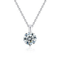 Sterling Silver Moissanite Mermaid Tear Necklace, Fashion-Forward Minimalist Classic Pendant Collarbone Chain-Mermaid Tears Necklace (White Gold)  1-Carat Moissanite