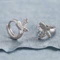 wholesale S925 Sterling Silver Micro-Inlaid Zircon Butterfly Hoop Ear Clasp, Small Fresh Pastoral Style Niche Design Earrings-0-1