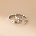 wholesale S925 Sterling Silver Fresh and Sweet Ins Style Peace and Joy Frosted Brushed Couple Ring R02834-0-2