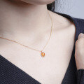 wholesale [14K Gold Plated 925 Silver] Petite Design New Luxury Natural Orange Agate OL Versatile Collarbone Necklace-0-3