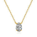 925 Sterling Silver 1ct Pear-Shaped Pendant Choker Necklace for Women-0-3