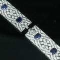 wholesale 925 Silver Gold-Plated Bracelet with High-Carbon Diamonds, Royal Blue, Art Deco Retro Versatile Jewelry for Women-0-4