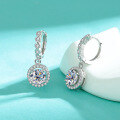 wholesale 925 Sterling Silver Moissanite Round Fashion Earrings for Women, Minimalist Fringe Circle Stud Earrings-0-2