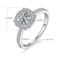 wholesale 925 Silver Four-Prong D-Grade Moissanite Diamond Ring for Women, Genuine One-Carat Moissanite Ring in Pure Silver, High-Quality Wholesale-0-2