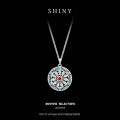 Sterling Silver Eight Treasures Compass Necklace, Ancient Craftsmanship, Moissanite, New Chinese Style-0-5