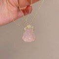 wholesale 18k Gold Plated S925 Sterling Silver Pink Tourmaline Laughing Buddha Maitreya Pendant with Diamond Necklace-0-0