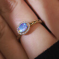 wholesale S925 Sterling Silver Rose Gold Plated Opal Blue Purple One Carat Ring for Women, Live Streaming Style-0-3