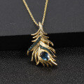 wholesale 925 Silver Designer High-End Pendant with Phoenix Bird Feather Design Inlaid with Natural Topaz Necklace Pendant-0-0