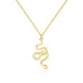 wholesale S925 Sterling Silver Women's Snake Pendant Necklace, French Style Chic Collarbone Chain-0-2
