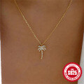 wholesale S925 Sterling Silver Creative Coconut Tree Diamond Pendant Necklace,。-0-2