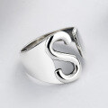 wholesale S925 Sterling Silver Cloud Tide Xuan S Letter Open Ring, Minimalist Design Fashion Trendsetter Ring for Women-0-1