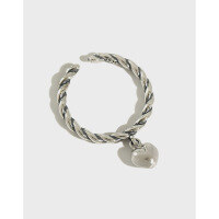 wholesale S925 Sterling Silver 151 Korean Version Minimalist Vintage Small Love Twist Adjustable Open Ring Versatile Silver Ring-Vintage Silver [No. 13/Adjustable] &gt; Opening adjustable