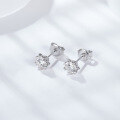 wholesale 925 Silver Live Stream Supply Chain, In-Stock Wholesale 05-1 Carat Snowflake Fashion Light Luxury Moissanite Earrings with Sparkling Diamonds-0-3