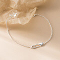 wholesale S925 Silver Fresh and Sweet Ins-style Niche Designed Exquisite Heart-shaped Paperclip Bracelet S7976-0-3
