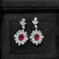 Silver-plated 18K Gold Lab-Created Colored Gemstone 1ct Cushion Earrings-0-2
