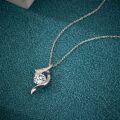 S925 Sterling Silver 1-Carat Sparkling Diamond Pendant Necklace Women's Simple Elegant-0-0
