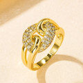 Metal Material Interlocking Ring Light Luxury Diamond Fashion Jewelry Wholesale Direct-0-7