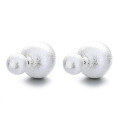 wholesale S925 Sterling Silver Trendy Matte Frosted Ball Stud Earrings French Euro-American Luxury Style Versatile Women's Earrings-0-4