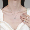 S925 Silver Full Moissanite Necklace for Women, Elegant Pendant Collarbone Chain-0-2