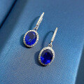 wholesale Metal: 925 Silver Zhuozhifan Jewelry New 7*9 Simulated Sapphire Earrings for Women Fashion Colored Gemstone Ear Accessories Wholesale-0-2