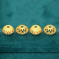 wholesale 925 silver gold-plated ancient-style filigree gilded flower cap spacer bead DIY bracelet bead spacer tassel cap-Type B (2 pieces)
