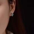 wholesale 925 Silver Shipei Jewelry 15ct Sea Blue Square 7*7 High Carbon Diamond EarringsIns-0-3