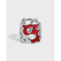 wholesale S925 sterling silver 469 mint manbo ins niche design irregular surface drip glue texture ear clip for women without ear piercings-Platinum【Red】>925 Silver