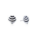 wholesale S925 Sterling Silver Minimalist Geometric Black and White Drip Enamel Zirconia Stud Earrings for Women, Korean Style Fashion Jewelry-0-4