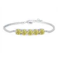 Sterling Silver Cross-Border Four-Prong Moissanite Bracelet-5ct yellow moissanite
