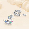 wholesale S925 Sterling Silver Sweet Colorful Zircon Star Earrings For Women, Small Niche Design With A Sense Of High-end Inlaid Zircon Studs-0-1