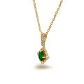wholesale S925 Silver Plated 14K Gold French Retro Indie Style Diopside Necklace-0-4