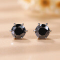 wholesale S925 Sterling Silver Moissanite Hip Hop Black Earrings 1 Carat Classic Six-Prong Stud Wholesale-0-1