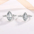 wholesale S925 Sterling Silver Cross-Border Moissanite Marquise Cut 1ct 2ct Ring Light Luxury High-End Feel Live Streaming Foreign Trade Wholesale-0-2