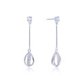 wholesale S925 silver zirconia stud earrings, Korean-style long drop-shaped tassel earrings, wholesale from the source factory-0-4