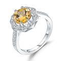 wholesale S925 Sterling Silver Fashionable and Luxe Natural Gemstone Ring for Women with Genuine Citrine, TikTok Live-0-4