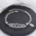 wholesale 925 Sterling Silver Vintage Mixed Metal Antique Coin Bracelet with Creative Ethnic Design-0-0