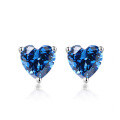 wholesale S925 Sterling Silver Fashion Minimalist Women's Zodiac Birthstone Cubic Zirconia Heart-shaped Stud Earrings-0-13