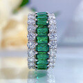 wholesale S925 Silver High-Carbon Diamond Emerald and Full Pave Diamond Stackable Ring for Women, Fashion Style-0-2