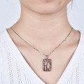 wholesale S925 silver Italian craftsmanship abstract designer necklace pendant inlaid with natural topaz-0-2