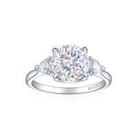 wholesale S925 Sterling Silver 2ct Flame Ice Cut Ring European and American High-End Sense 8*8 Color Gem High Carbon Diamond Heart-Shaped Love Women's Ring-Fireworks G-40 White US size 5#