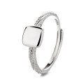wholesale S925 Sterling Silver Korean Style Square Geometric Irregular Open Ring with Twisted Rope Design-0-4