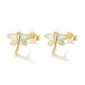 wholesale S925 Metal Amazon Wish Hot Seller Dragonfly Synthetic Opal Cat's Eye Earrings Opal Stone INS Style Ear Studs-0-4