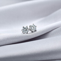 wholesale S925 Silver 50-Point Moissanite Stud Earrings for Women, Six-Prong Single Diamond Earrings, Unisex Fashion Simple Diamond Ear Accessories-50 points [with Moissanite certificate]  925 silver