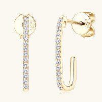 wholesale Metal Material Korean Version Ins Style Niche Pave Moissanite Earrings Women High-End Design Ear Accessories Minimalist Elegant Earrings Wholesale-Gold 0.07 carat +0.07 carat