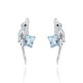 wholesale S925 Silver Designer High-End French Romantic Earrings with Bird Design and Natural Amethyst Ear Studs-0-4