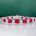 wholesale S925 silver new style 7*7 ruby square full diamond bracelet for women, personalized vintage charm-0-1