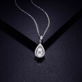 wholesale S925 silver plated with 18k gold, 6*9mm teardrop 15 carat necklace versatile moissanite pendant chain-0-1