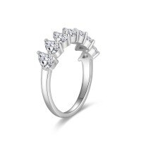 Sterling Silver 3*4mm Pear D Color Moissanite Half Eternity Wedding Ring-0.3ct * 7  US size 5